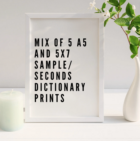 Bundle of 5 A5 and 5x7 Dictionary Prints - Sample/Seconds