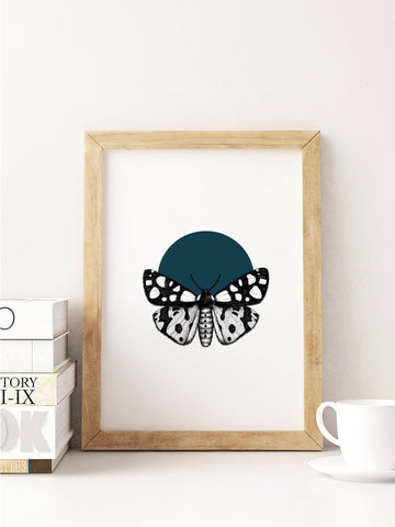 Choose Your Colour Abstract Moth Butterfly Unframed Print