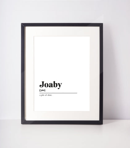 Joaby Scots UNFRAMED PRINT Room Decor Home Minimalist Monochrome Typography Scandi Scotland Slang Definition Scottish