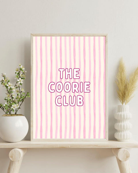 Coorie Club Print | Scottish Wall Art | Scots Language Print | Colourful Striped Print | Cosy Scottish Gift | Coorie Home Decor (Unframed)
