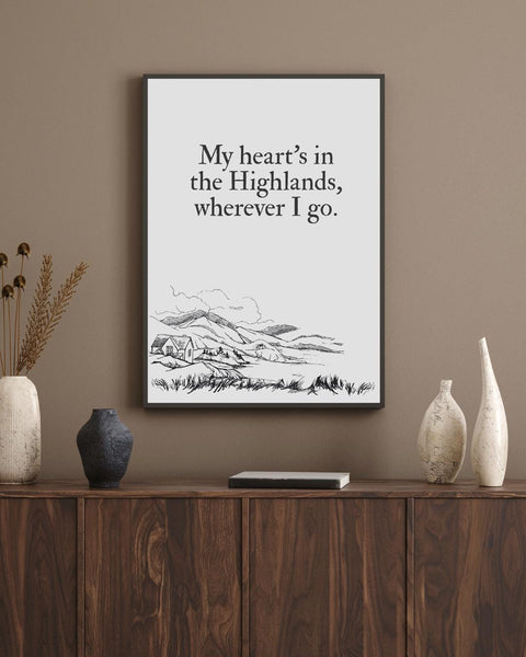 My Heart's in the Highlands UNFRAMED PRINT | Robert Burns Scottish Poem, Love Burns Night | Scots Independence | Scotland Landscape