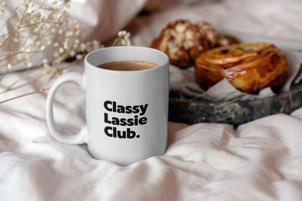 Funny Scottish Gift Mug for Her - Classy Lassie Club Scots Saying | Scotland Slang Friend | Birthday Housewarming Idea | Scottish Homeware