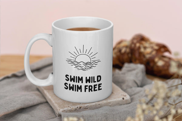 Swim Wild Swim Free Mug – Wild Swimming Gift | Open Water Swimmer Mug | Sea Swimming Gift | Outdoor Adventure Gift | Cold Water Therapy Mug