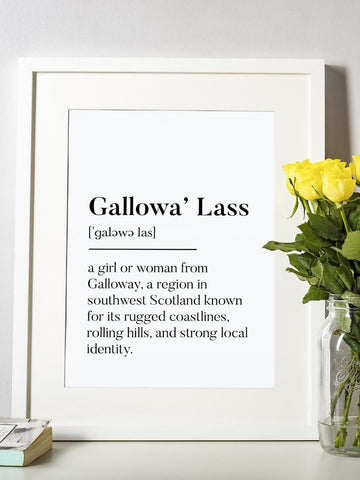 Gallowa' Lass Scots UNFRAMED PRINT Scots Colourful Room Home Decor Scotland Themed Gift For Scottish Pals