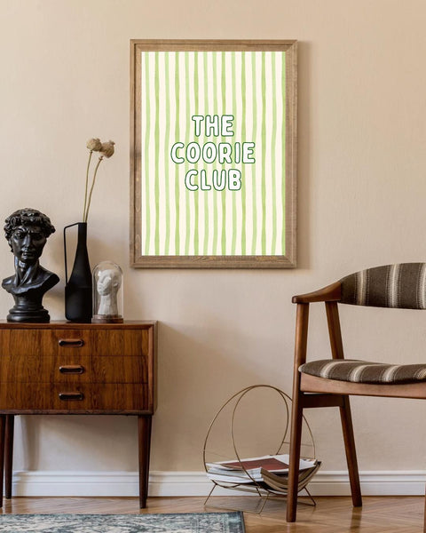 Coorie Club Print | Scottish Wall Art | Scots Language Print | Colourful Striped Print | Cosy Scottish Gift | Coorie Home Decor (Unframed)