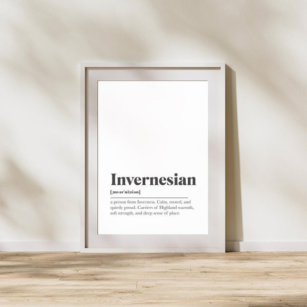 Inverness Invernesian UNFRAMED PRINT Scots Room Home Decor Scotland Themed Gift Scottish Souvenir