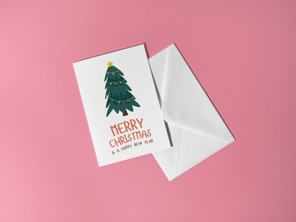 Merry Christmas Card | Christmas Tree Card | A6 Xmas Greeting Card | Cute Illustrated Christmas Card | Modern Festive Card | Colourful Xmas