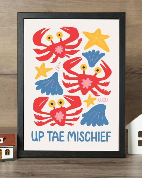 Up Tae Mischief Scottish Lobster Nursery Print, Colourful Kids Wall Art, Scottish Nursery Decor, Fun Coastal Baby Room Print