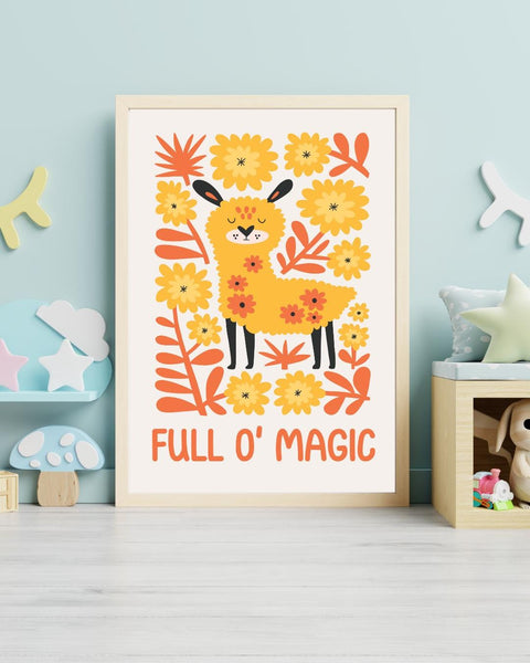 Full O’ Magic Scottish Nursery Print, Highland Cow Wall Art, Colourful Kids Room Decor, Scottish Baby Gift, Nursery Wall Art