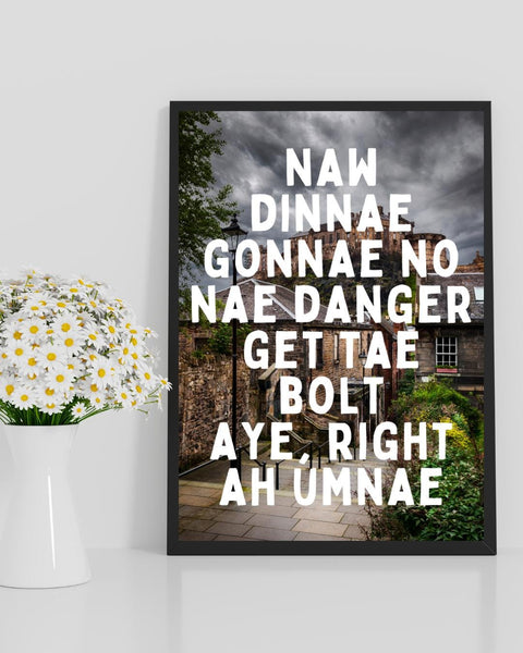 Scottish Words for No Print | Funny Scottish Slang Wall Art | Scotland Gift | Edinburgh Castle Decor(Unframed)