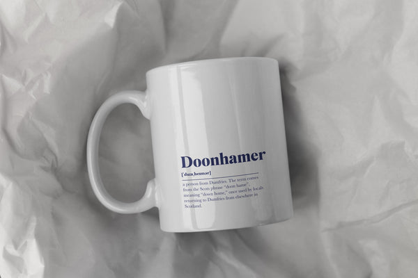 Doonhamer Definition Mug | Dumfries Gift | Scottish Coffee Mug | Dumfries Souvenir | Scotland Mug | Gift for Doonhamer | Scottish Gift