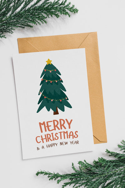 Merry Christmas Card | Christmas Tree Card | A6 Xmas Greeting Card | Cute Illustrated Christmas Card | Modern Festive Card | Colourful Xmas