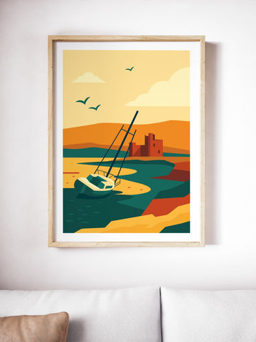 Lochranza Castle Illustrated Isle of Arran UNFRAMED PRINT Scottish Housewarming Gift Scotland Souvenir