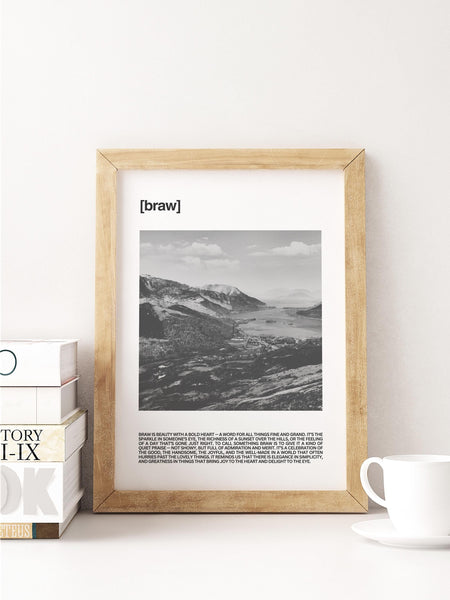 Braw Unframed Print | Scottish Word Art | Minimalist Typography Poster | Scotland Home Decor | Scottish Dialect Print