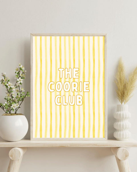 Coorie Club Print | Scottish Wall Art | Scots Language Print | Colourful Striped Print | Cosy Scottish Gift | Coorie Home Decor (Unframed)