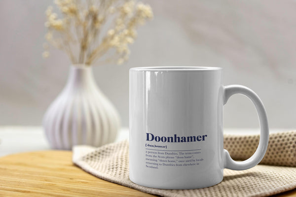 Doonhamer Definition Mug | Dumfries Gift | Scottish Coffee Mug | Dumfries Souvenir | Scotland Mug | Gift for Doonhamer | Scottish Gift
