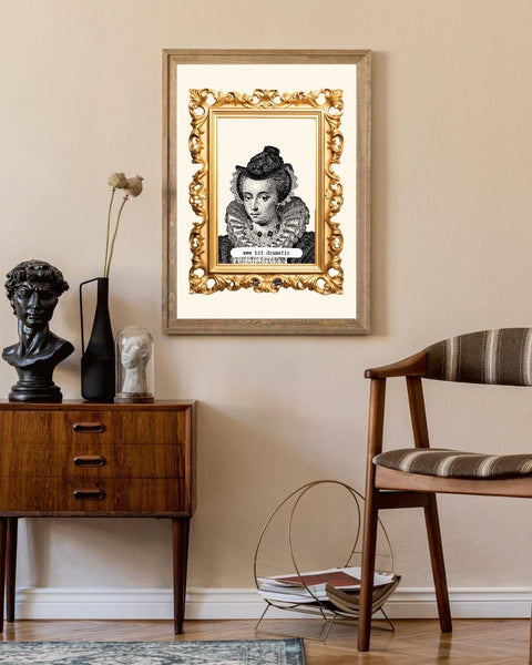 Wee Bit Dramatic Mary Queen of Scots Print | Funny Scottish Wall Art | Scottish Humour Gift | Scots Saying | Maximalist Scotland Decor