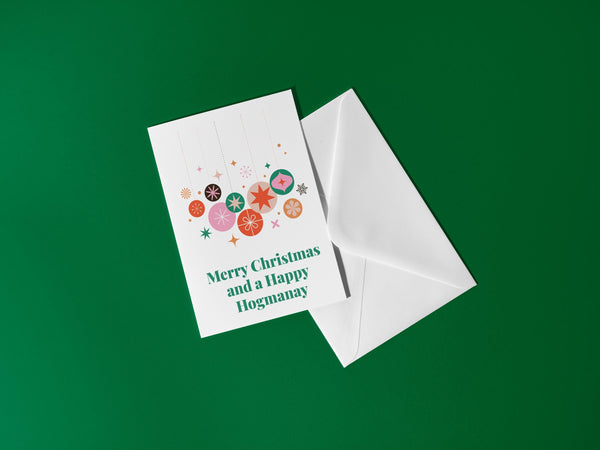 Scottish Christmas Card | Merry Christmas and Happy Hogmanay | Hogmanay Card | Scottish Xmas Card | Colourful Retro Christmas Card