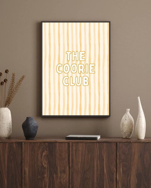 Coorie Club Print | Scottish Wall Art | Scots Language Print | Colourful Striped Print | Cosy Scottish Gift | Coorie Home Decor (Unframed)