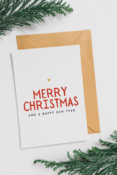 Merry Christmas Card | Simple Christmas Card | A6 Xmas Greeting Card | Minimalist Christmas Card | Modern Festive Card | Happy New Year