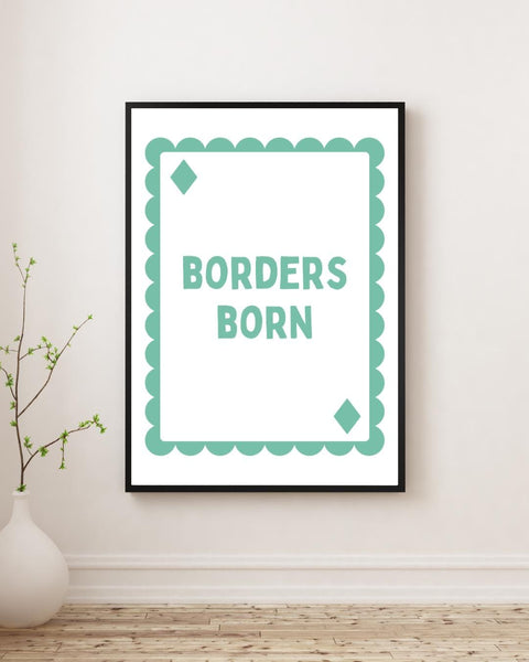 Borders Born Playing Card Print | Scottish Borders Wall Art | Scotland Gift | Scottish Home Decor | Colourful Scottish Print