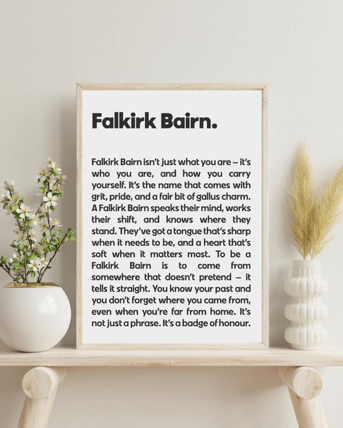 Falkirk Bairn UNFRAMED PRINT Scots Room Home Decor Scotland Themed Gift Souvenir