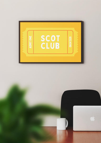 Scot Club Ticket Print | Funny Scottish Humour Wall Art (Unframed)