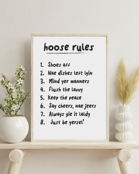 Scottish Kitchen Rules Print | Funny Scots Kitchen Wall Art | Kitchen Decor | Housewarming Gift (Unframed)