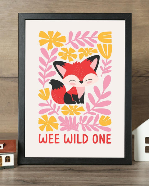 Wee Wild One Fox Nursery Print, Scottish Nursery Wall Art, Colourful Woodland Animal Print, Scottish Baby Gift, Kids Room Decor