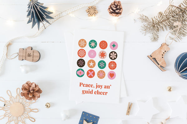 Scottish Christmas Card | Peace Joy an’ Guid Cheer | Scots Christmas Card | Scottish Xmas Card | Colourful Festive Card | Scottish Gift