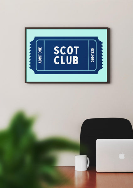 Scot Club Ticket Print | Funny Scottish Humour Wall Art (Unframed)