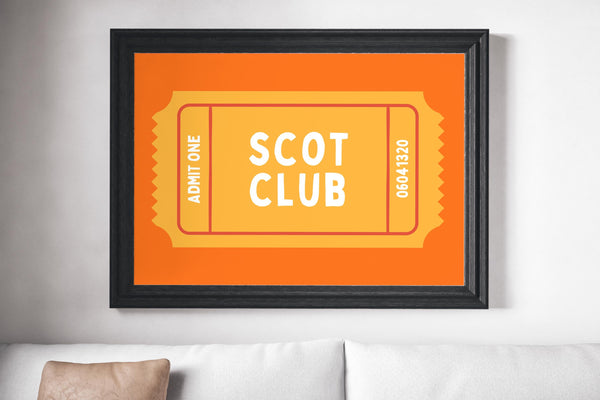 Scot Club Ticket Print | Funny Scottish Humour Wall Art (Unframed)