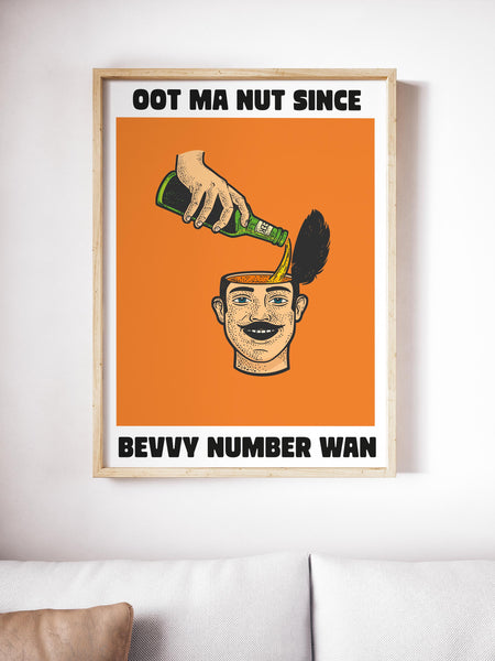 Oot Ma Nut Since Bevvy Number Wan UNFRAMED PRINT Scots Colourful Room Home Decor Scotland Themed Gift For Scottish Pals