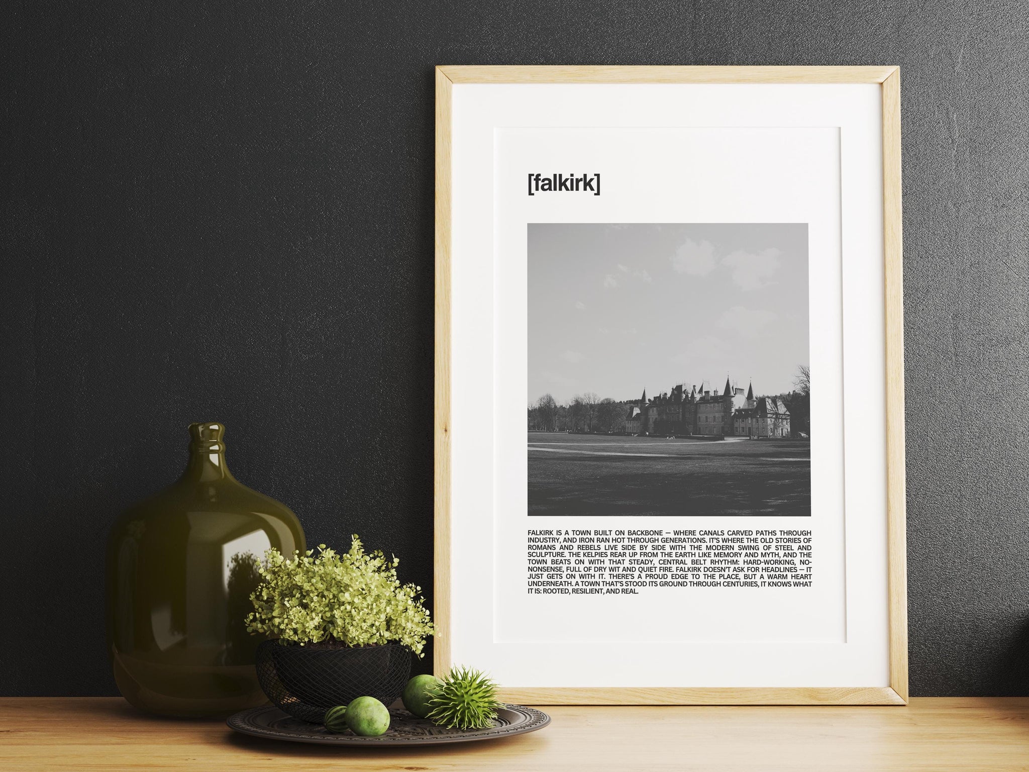 Falkirk UNFRAMED PRINT Scots Colourful Room Home Decor Scotland Themed Gift Souvenir