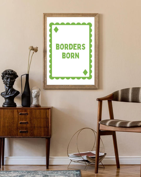 Borders Born Playing Card Print | Scottish Borders Wall Art | Scotland Gift | Scottish Home Decor | Colourful Scottish Print