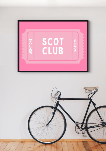 Scot Club Ticket Print | Funny Scottish Humour Wall Art (Unframed)