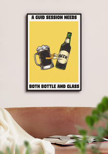 A Guid Session Needs Both Bottle and Glass UNFRAMED PRINT Scots Colourful Room Home Decor Scotland Themed Gift For Scottish Pals