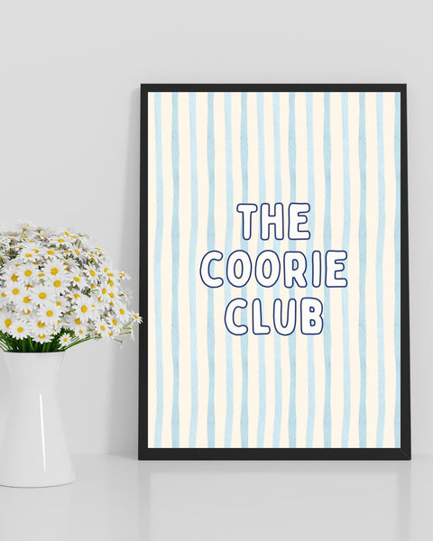 Coorie Club Print | Scottish Wall Art | Scots Language Print | Colourful Striped Print | Cosy Scottish Gift | Coorie Home Decor (Unframed)