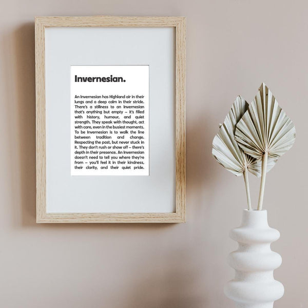 Inverness Invernesian UNFRAMED PRINT Scots Room Home Decor Scotland Themed Gift Scottish Souvenir