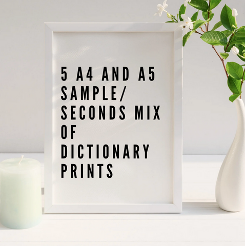 Bundle of 5 A4 and A5 Dictionary Prints - Sample/Seconds