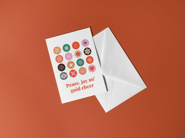 Scottish Christmas Card | Peace Joy an’ Guid Cheer | Scots Christmas Card | Scottish Xmas Card | Colourful Festive Card | Scottish Gift