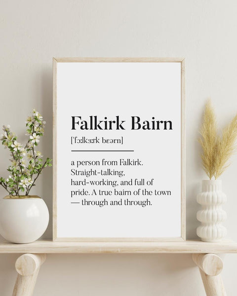 Falkirk Bairn UNFRAMED PRINT Scots Room Home Decor Scotland Themed Gift Souvenir