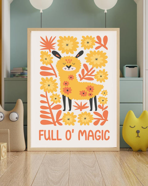 Full O’ Magic Scottish Nursery Print, Highland Cow Wall Art, Colourful Kids Room Decor, Scottish Baby Gift, Nursery Wall Art
