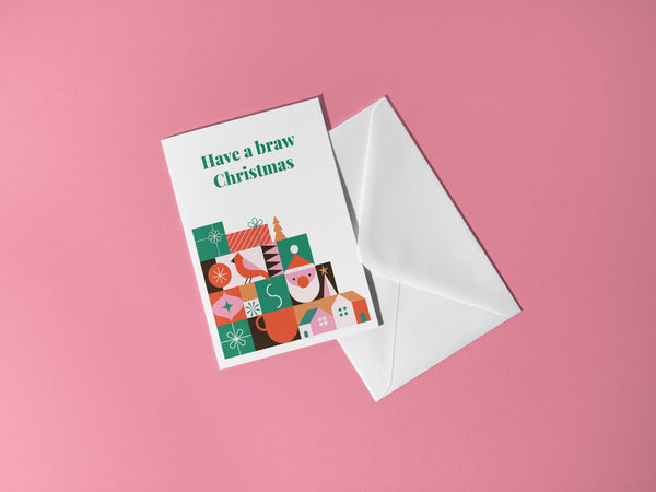 Braw Christmas Card | Scottish Christmas Card | Have a Braw Christmas | Retro Scottish Xmas Card | Scots Christmas Card | Scottish Gift