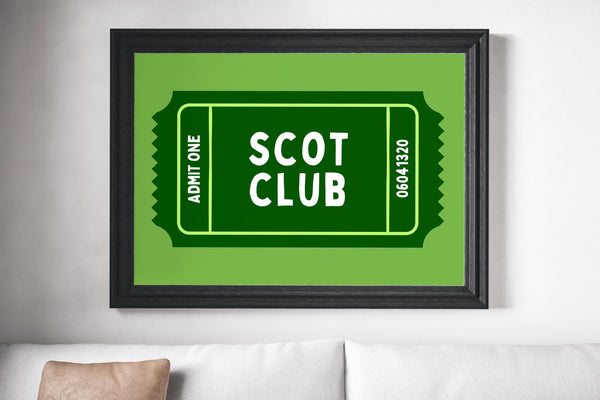 Scot Club Ticket Print | Funny Scottish Humour Wall Art (Unframed)