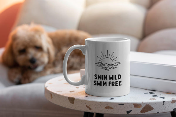 Swim Wild Swim Free Mug – Wild Swimming Gift | Open Water Swimmer Mug | Sea Swimming Gift | Outdoor Adventure Gift | Cold Water Therapy Mug
