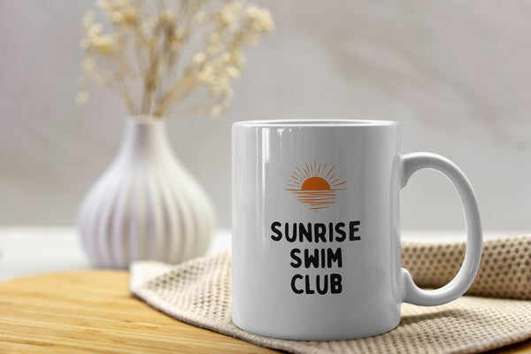 Sunrise Swim Club Mug – Wild Swimming Gift | Morning Sea Swim Mug | Open Water Swimmer Gift | Cold Water Club | Coastal Lifestyle Mug