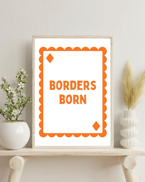 Borders Born Playing Card Print | Scottish Borders Wall Art | Scotland Gift | Scottish Home Decor | Colourful Scottish Print