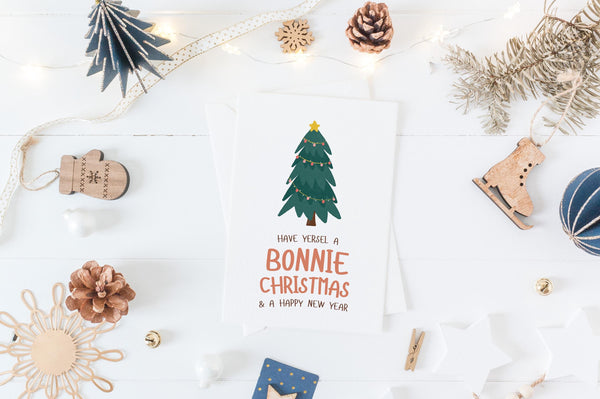 Bonnie Christmas Card | Scottish Christmas Card | Have Yersel a Bonnie Christmas | A6 Xmas Card | Christmas Tree Card | Scots Christmas Card