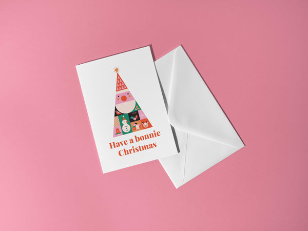 Scottish Christmas Card | Have a Bonnie Christmas | Colourful Santa Christmas Card | Scots Xmas Card | Scottish Festive Card